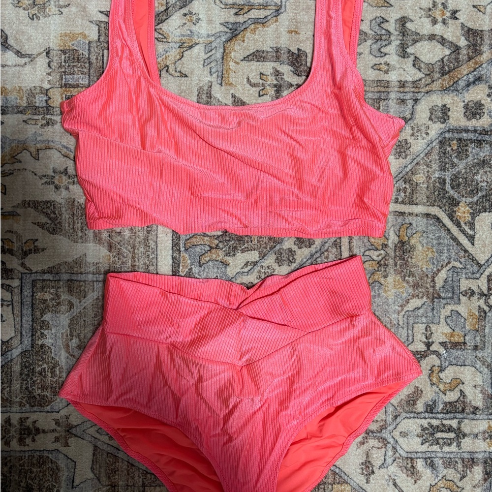 Aerie Shine Pink Two-Piece Swimsuit